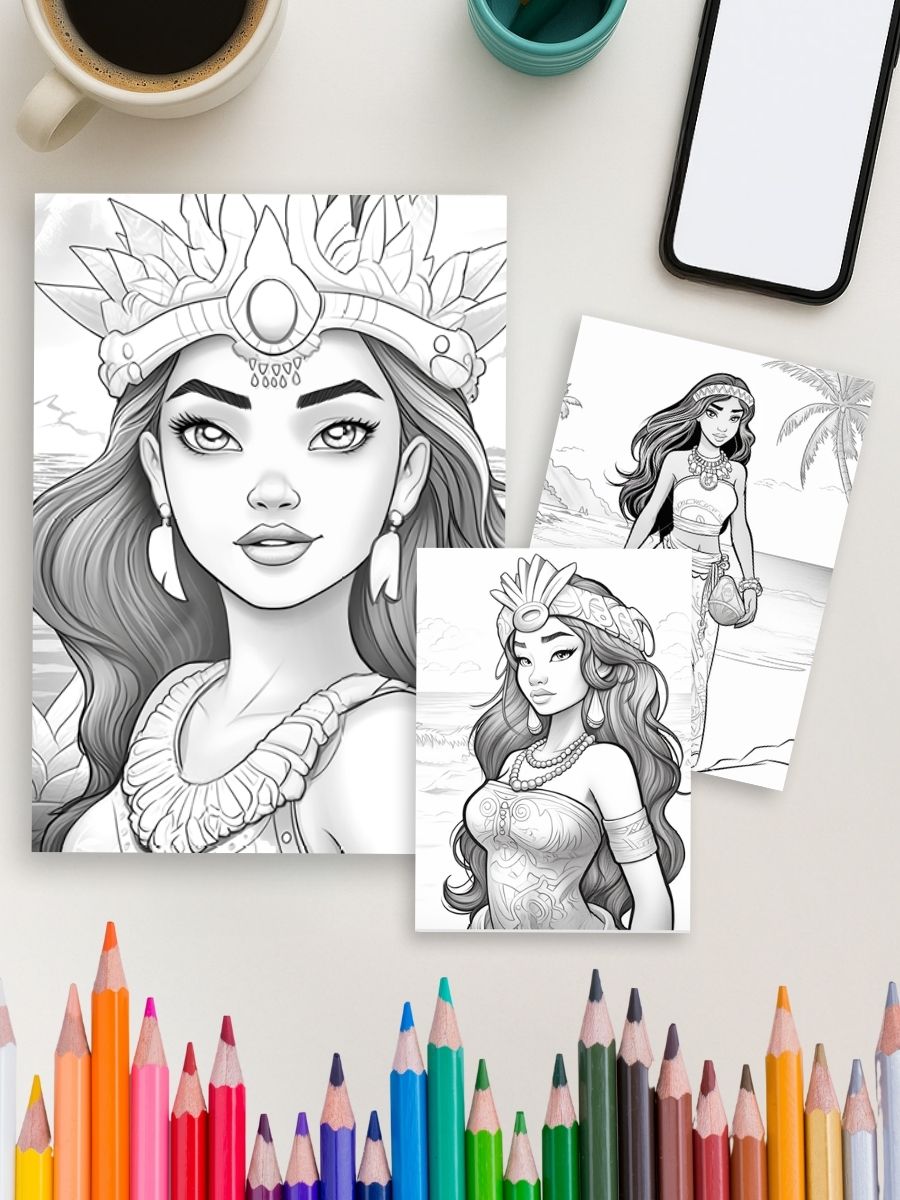 Island Royalty – 45 Polynesian Princess Coloring Pages - Image 4